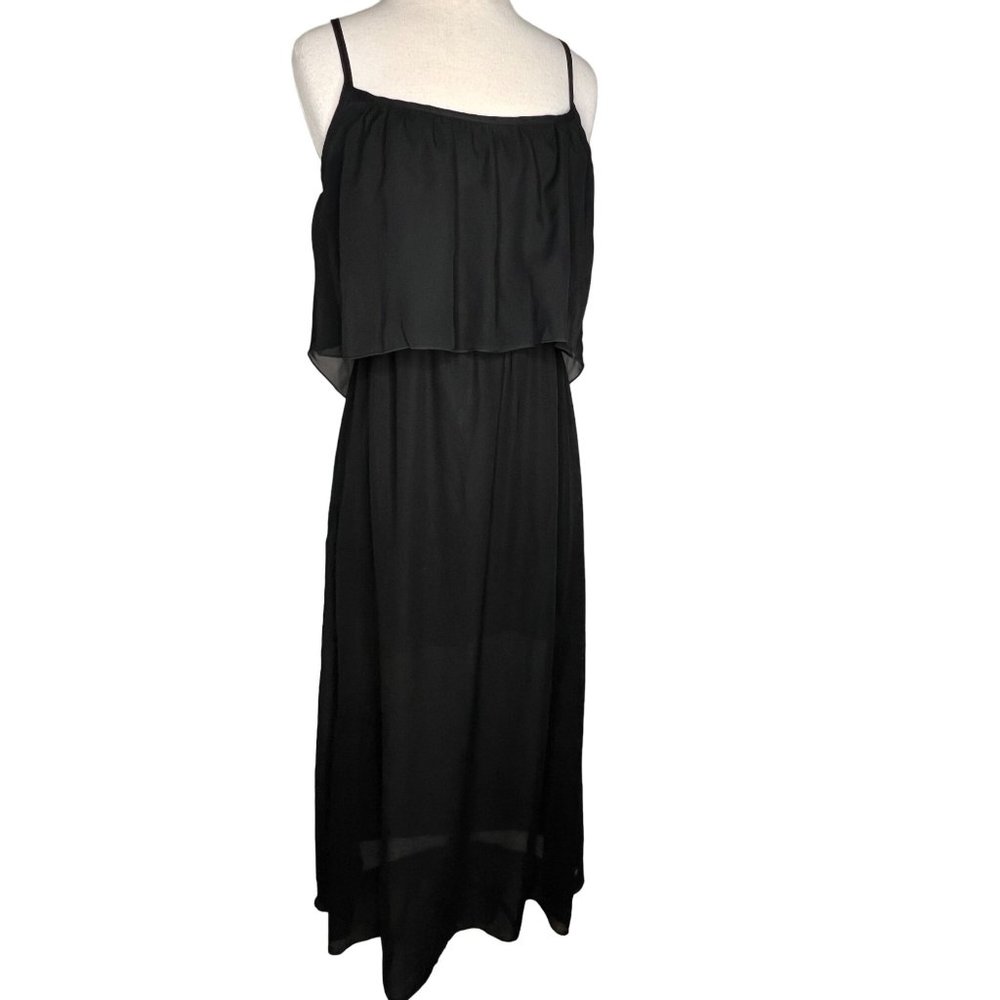 Dulce Carola Women's Size Small Maxi A Dress Black Sleeveless High Waist Stretch